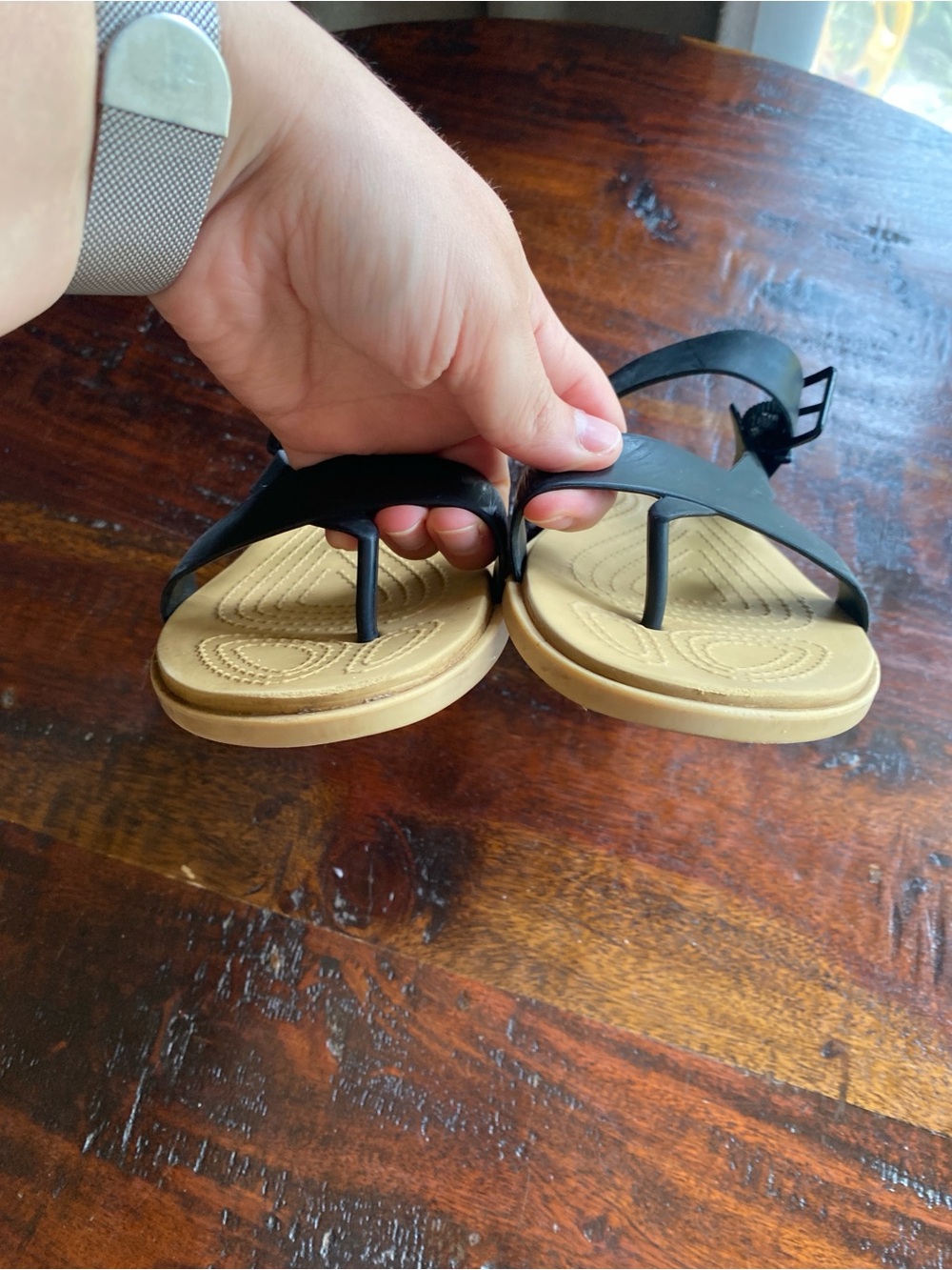 Crocs Women's Tulum Toe Post Sandals black size 7 comfort strappy slip on - Picture 2 of 6